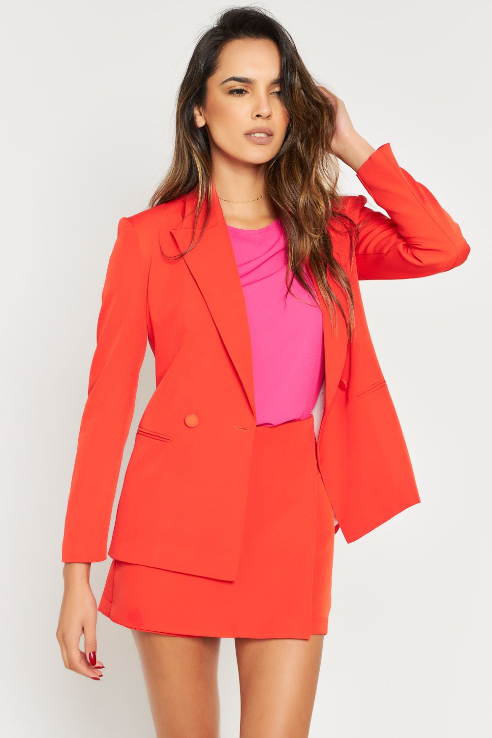 Blazer Colors Em Crepe e Ombreiras Páprika